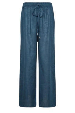 LTS - Pantalon De Plage Bleu En Coton Wide Leg Tall -Evans Boutique 3be5e865 e753 47 350076 X