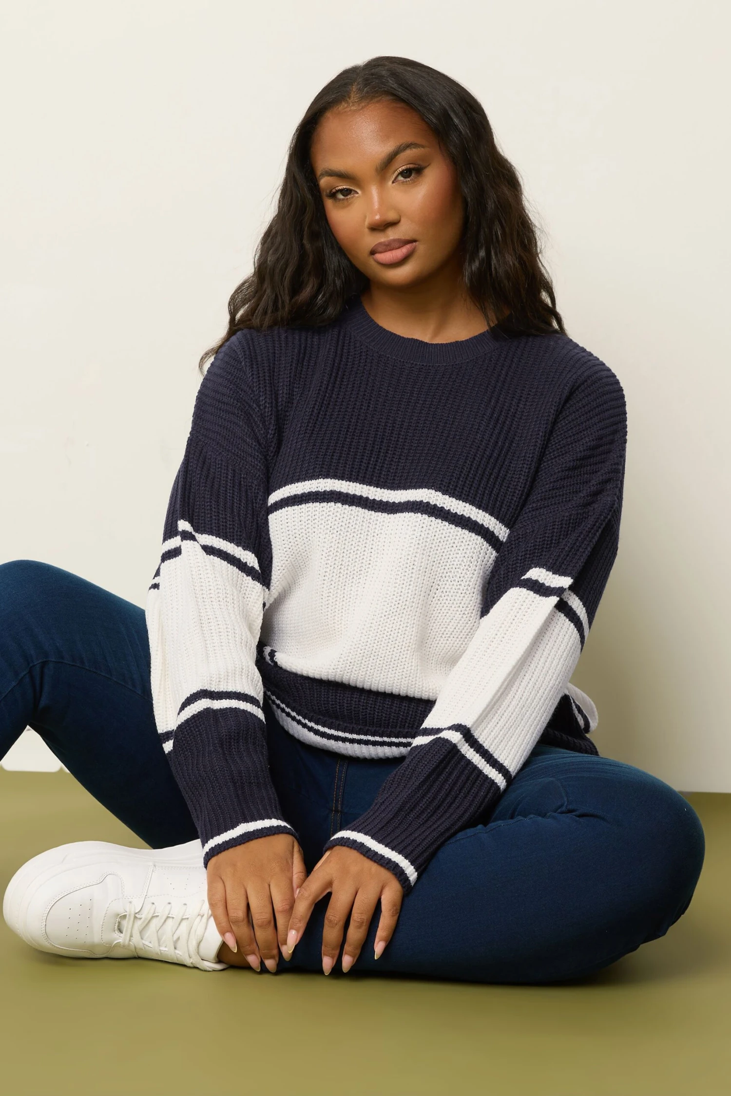 YOURS - Pull En Maille à Rayures Bleu Marine 3 YOURS - Pull En Maille à Rayures Bleu Marine