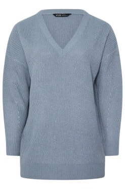 YOURS Curve Pull Bleu à Col En V 13 YOURS Curve Pull Bleu à Col En V -Evans Boutique 3c215436 96da 40 280628 X