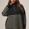YOURS Curve Pull à Col Boutonné Rayé Noir Et Beige Marron 1 YOURS Curve Pull à Col Boutonné Rayé Noir Et Beige Marron -Evans Boutique 3ca04fe4 79c3 44 280638 A