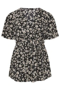 YOURS - Top Cache-Coeur Noir Texturé Pâquerettes 13 YOURS - Top Cache-Coeur Noir Texturé Pâquerettes -Evans Boutique 3cac6f28 18a3 41 322322 X