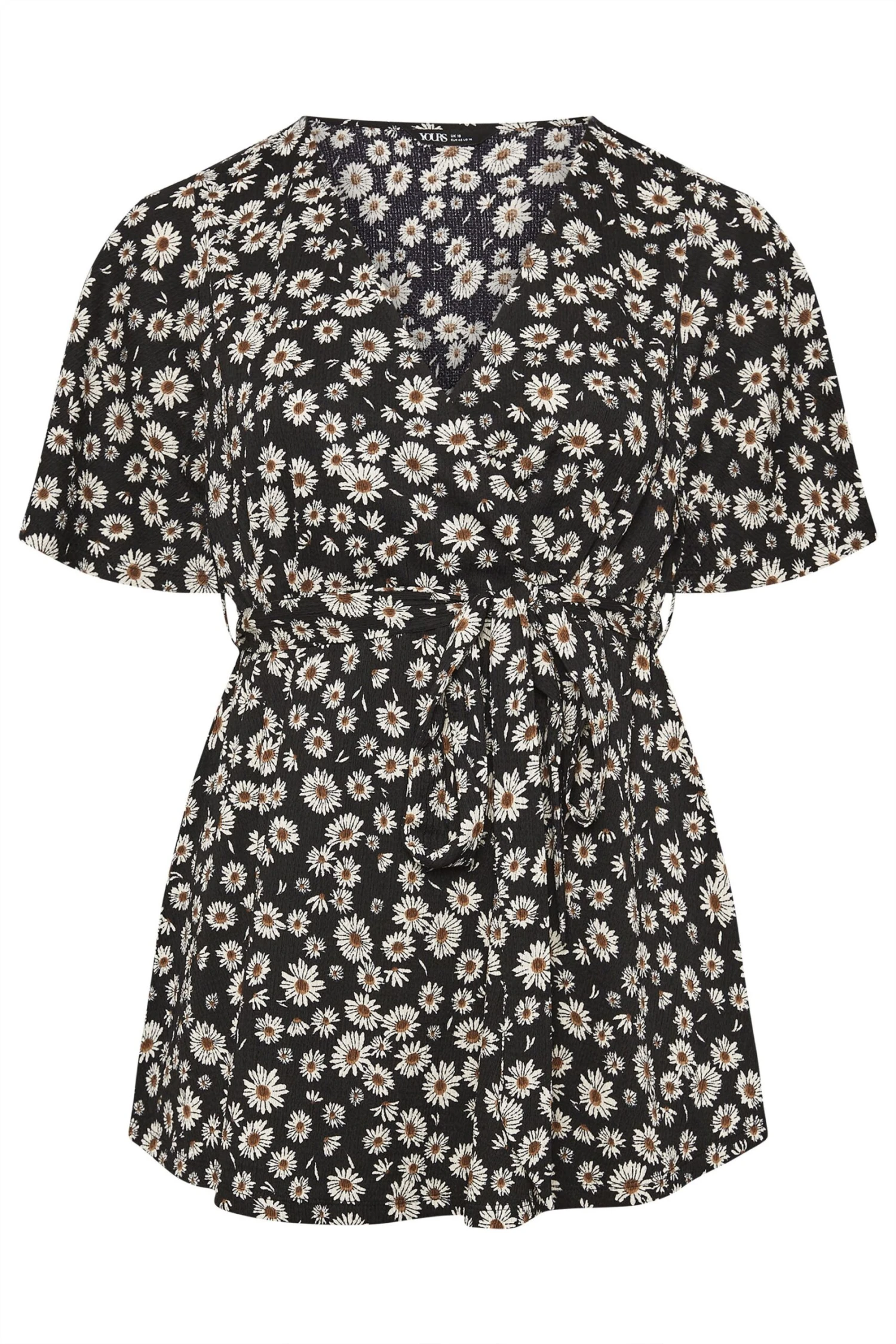 YOURS - Top Cache-Coeur Noir Texturé Pâquerettes 8 YOURS - Top Cache-Coeur Noir Texturé Pâquerettes – Image 6