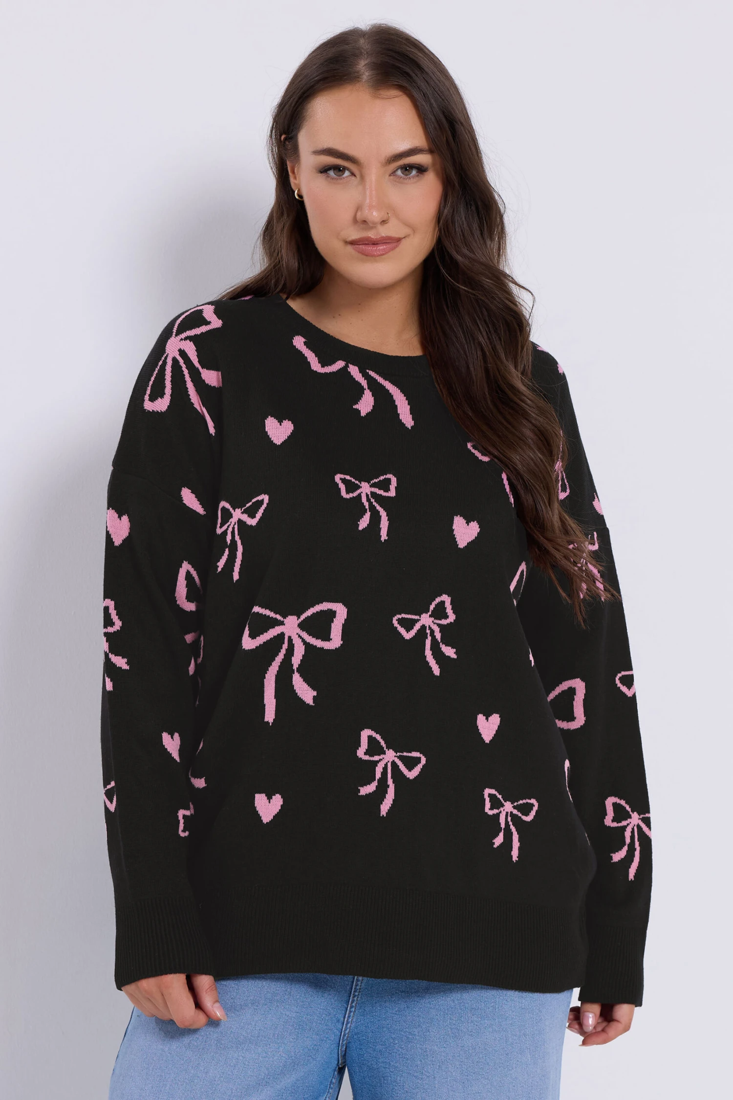 YOURS Curve Pull En Maille Noire à Nœud 3 YOURS Curve Pull En Maille Noire à Nœud