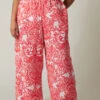 EVANS - Pantalon Wide Leg Rouge & Blanc Paisley