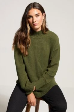 LTS Tall Khaki Green Turtle Neck Jumper 9 LTS Tall Khaki Green Turtle Neck Jumper -Evans Boutique 3cf9b866 9b0e 47 356097 A