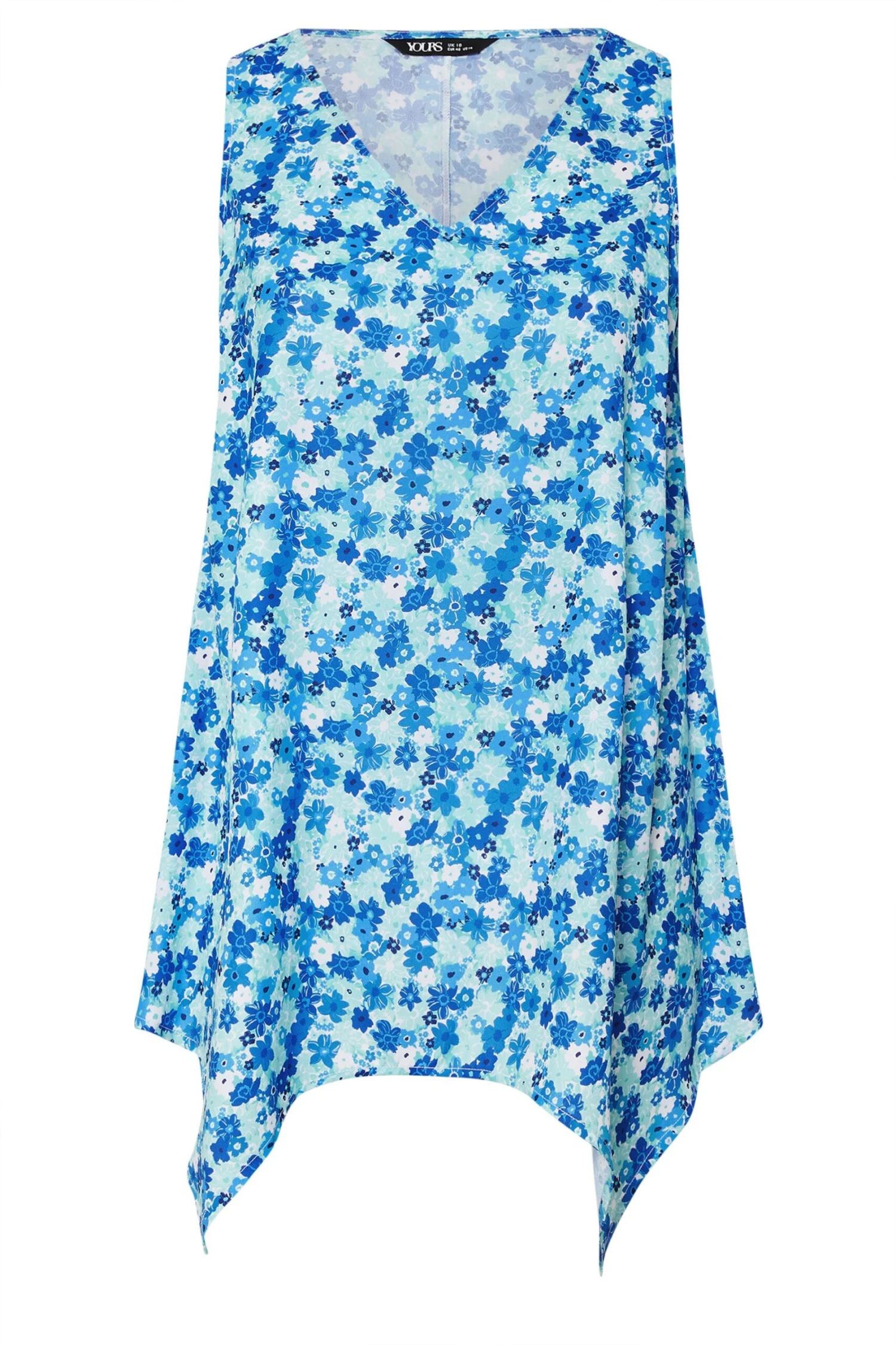 YOURS - Top Bleu Floral Ourlet Asymétrique Roulanté 7 YOURS - Top Bleu Floral Ourlet Asymétrique Roulanté – Image 5