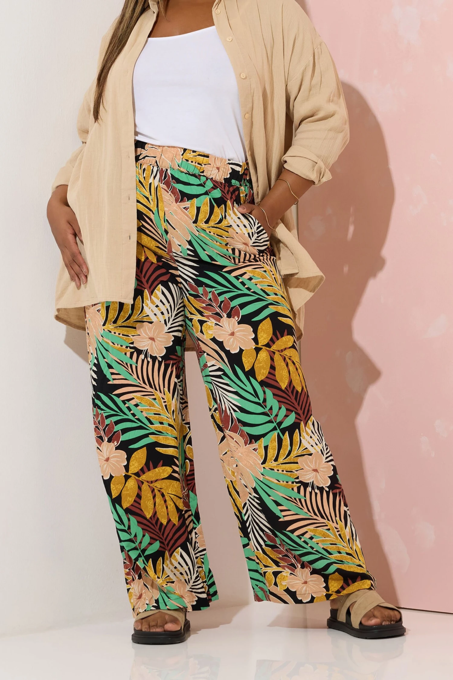 YOURS - Pantalon Wide Leg Noir Design Multi Tropical 3 YOURS - Pantalon Wide Leg Noir Design Multi Tropical