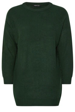 YOURS - Pull En Maille Essentiel Vert Foncé -Evans Boutique 3e0ec2fd cdac 47 280619 X