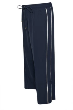 YOURS Curve Pantalon Large à Rayures Latérales Bleu Marine -Evans Boutique 3e4d17e7 ab57 4a 310244 Z