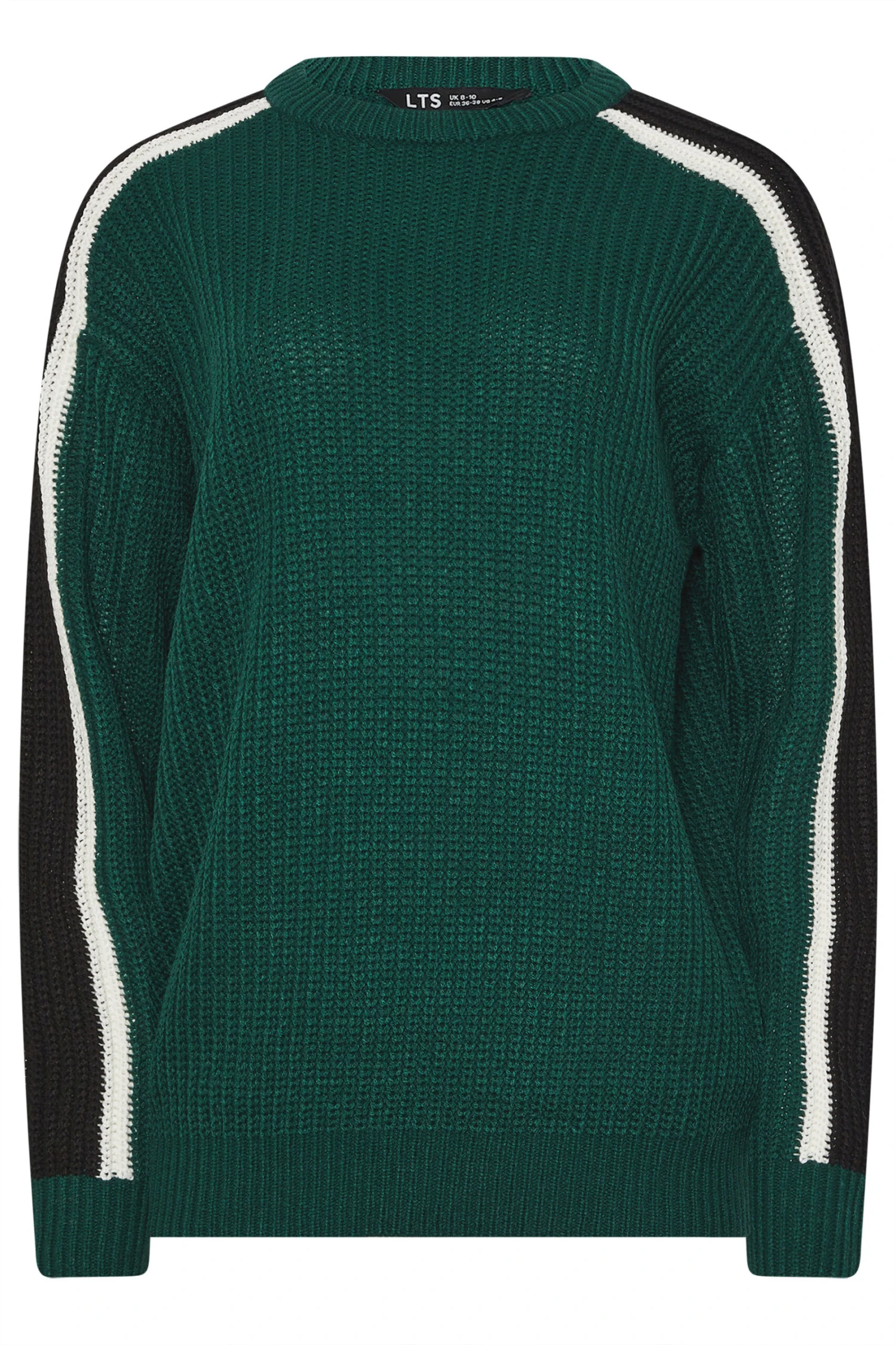 LTS Tall Green Sleeve Stripe Knitted Jumper 7 LTS Tall Green Sleeve Stripe Knitted Jumper – Image 5