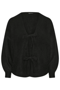 YOURS Curve Cardigan Noir à Nœud Papillon Sur Le Devant -Evans Boutique 3ed9afc6 c0ed 43 280706 X