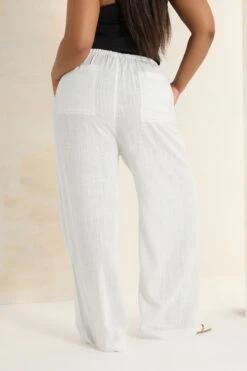 YOURS - Pantalon Wide Leg Blanc En Lin à Poches -Evans Boutique 3f09fb69 6309 41 310011 C