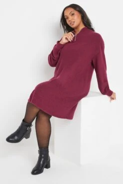 YOURS Curve Robe Pull Zippée Rose Foncé Douce Au Toucher