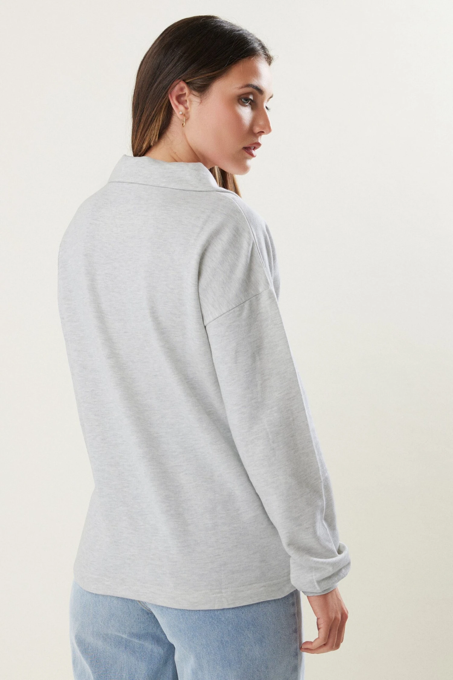 LTS Tall Grey Marl Drawstring Cross Over Sweatshirt 5 LTS Tall Grey Marl Drawstring Cross Over Sweatshirt – Image 3