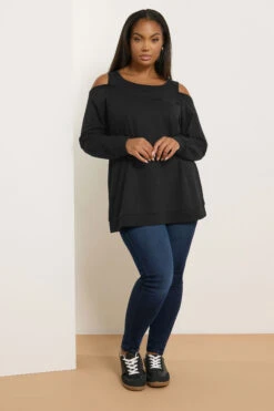 YOURS - Pull 2 En 1 Noir à épaules Dénudées -Evans Boutique 3fe58f9e f497 4d 322730 C