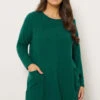 EVANS Curve Teal Green Pocket Front Tunic Jumper -Evans Boutique 40054286 07cc 44 616455 A
