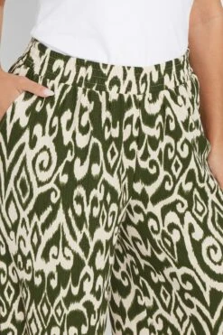 YOURS - Pantalon Wide Leg Vert Texturé Abstrait En Jersey -Evans Boutique 406f851a 0b05 47 303654 D