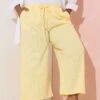 YOURS - Pantalon Jupe-Culotte Jaune Texturé à Poches -Evans Boutique 40d92098 ada2 40 145346 A