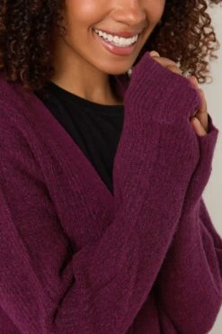 M&Co Berry Red Rib Detailed Edge To Edge Cardigan -Evans Boutique 4120f6f0 b6af 44 502438 D