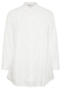 YOURS - Chemisier Oversize Blanc à Manches Longues -Evans Boutique 412a310f 5dbc 42 330650 X