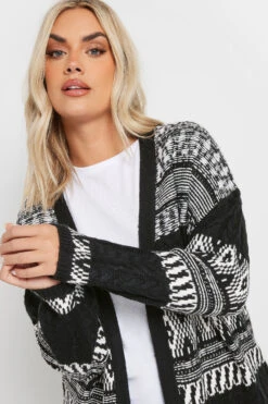 YOURS - Cardigan Noir Long En Maille Design Imprimé 10 YOURS - Cardigan Noir Long En Maille Design Imprimé -Evans Boutique 41309bd8 70c7 44 280475 D