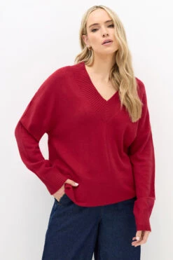 LTS Tall Red Wool V-Neck Jumper