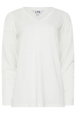 LTS PREMIUM Tall White Long Sleeve V-Neck Top 11 LTS PREMIUM Tall White Long Sleeve V-Neck Top -Evans Boutique 4170466c b3e8 4d 354927 X