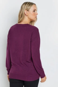 LTS Tall Purple Long Sleeve V-Neck Jumper -Evans Boutique 41a3943a 1190 49 353772 C
