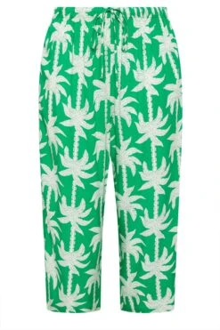 YOURS Curve Pantalon Large Vert Tropical à Motif Palmier -Evans Boutique 41c1c6bb 2eac 45 175247 X