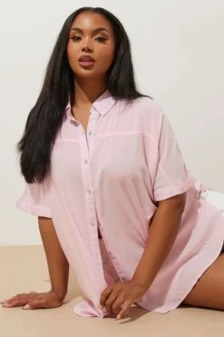 YOURS - Chemisier Rose Pâle Délavé Style Chambray 10 YOURS - Chemisier Rose Pâle Délavé Style Chambray -Evans Boutique 421cdde0 051a 4c 330642 DRR