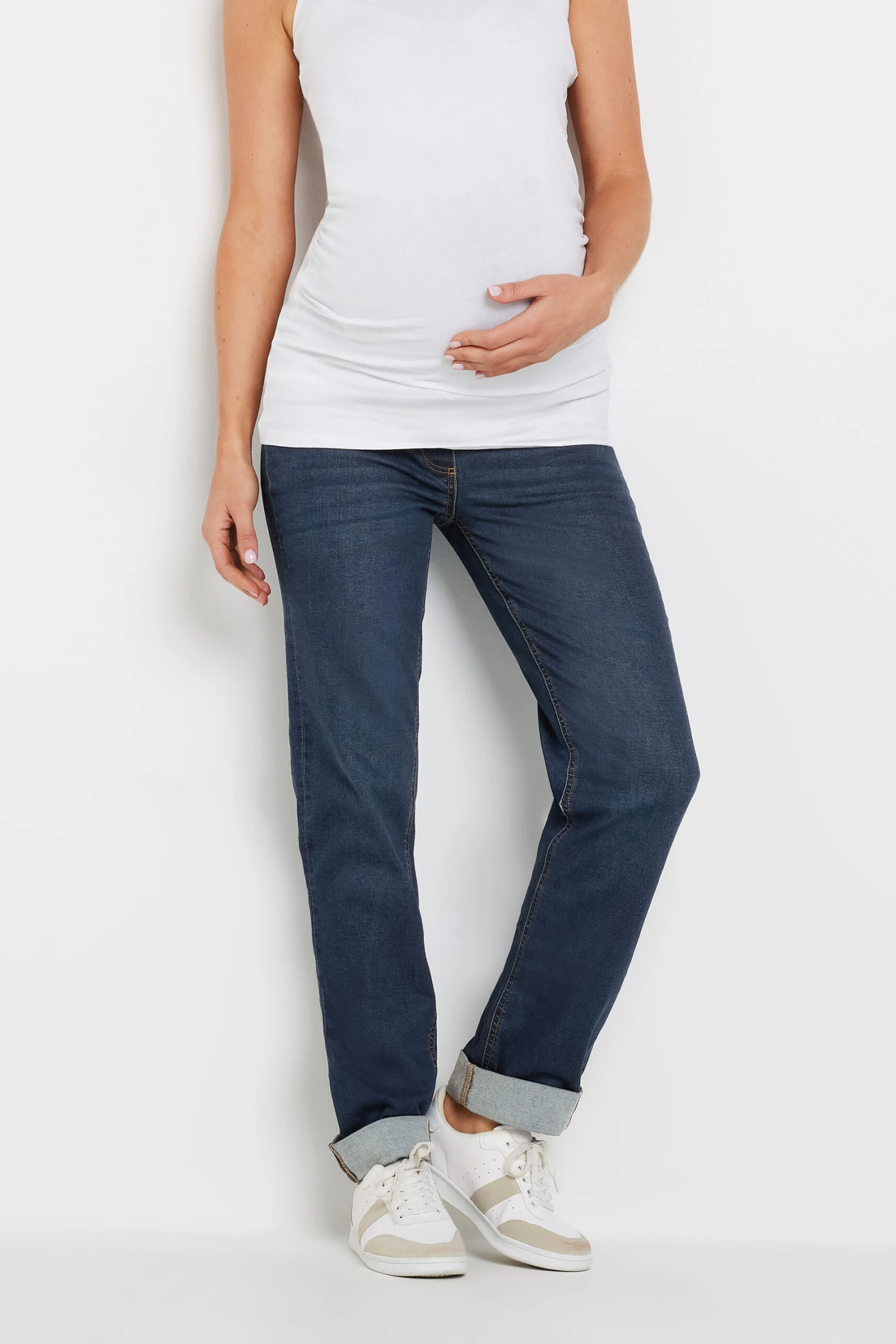 LTS Tall Maternity Dark Blue Turn Up Straight Leg Jeans 4 LTS Tall Maternity Dark Blue Turn Up Straight Leg Jeans – Image 2