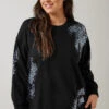 EVANS Curve Black & Silver Sequin Embellished Sweatshirt 1 EVANS Curve Black & Silver Sequin Embellished Sweatshirt -Evans Boutique 424abfd3 5d69 4b 615811 A