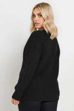 YOURS - Pull Noir En Maille Découpé Manches Longues -Evans Boutique 42508bb8 809a 4f 280263 C