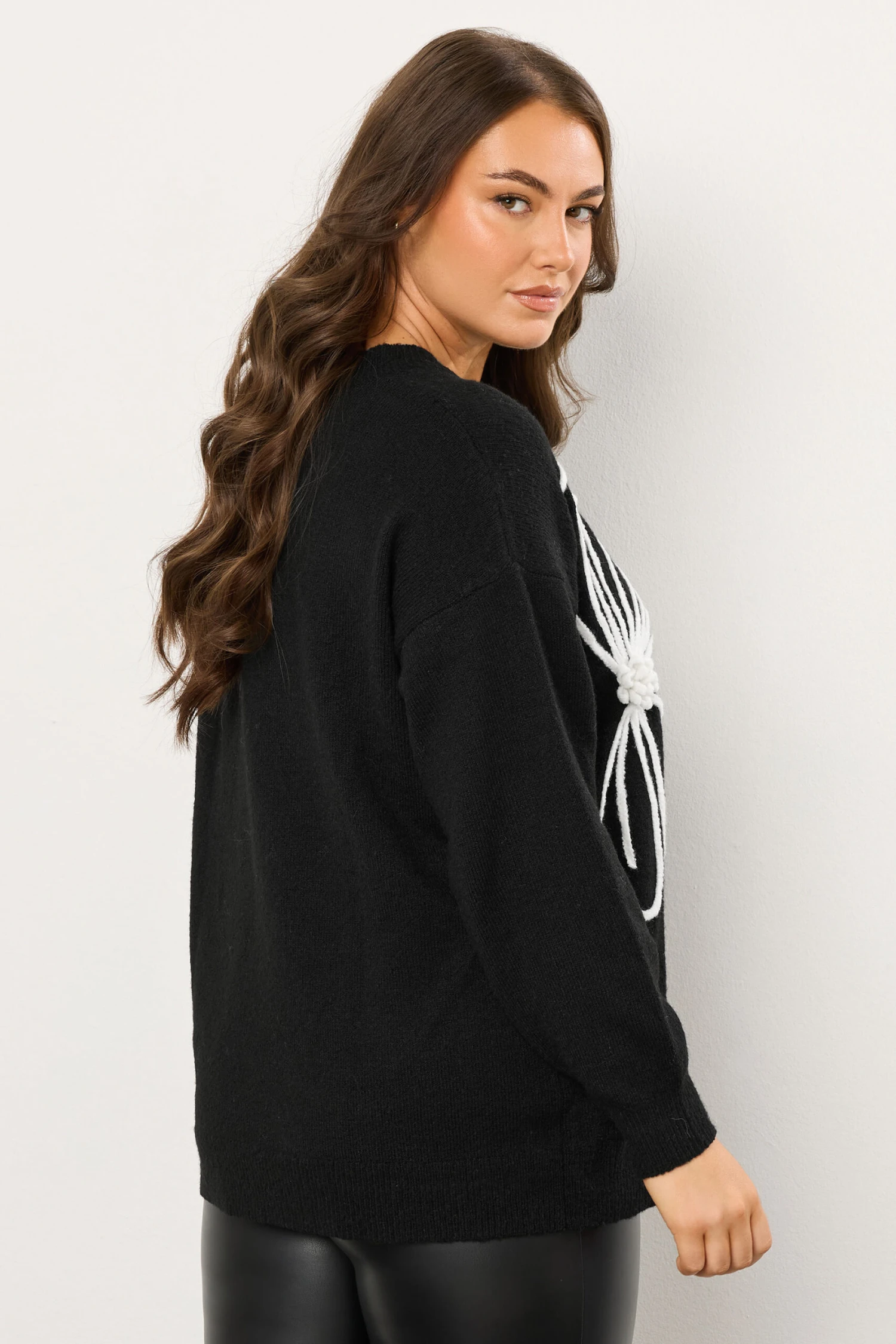 EVANS Curve Black Applique Floral Jumper 5 EVANS Curve Black Applique Floral Jumper – Image 3