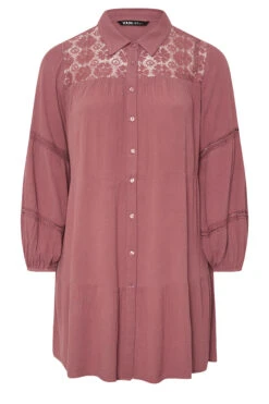 YOURS - Chemisier Rose Long Crochet Floral -Evans Boutique 4284b8c5 21f7 44 330678 X