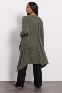 YOURS Curve Cardigan Côtelé Vert Kaki En Cascade Midaxi -Evans Boutique 4297b4e9 7f95 4c 322858 C