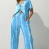 LIMITED COLLECTION - Pantalon Wide Leg Bleu Ciel Tie & Dye -Evans Boutique 43417161 ca58 47 216617 B