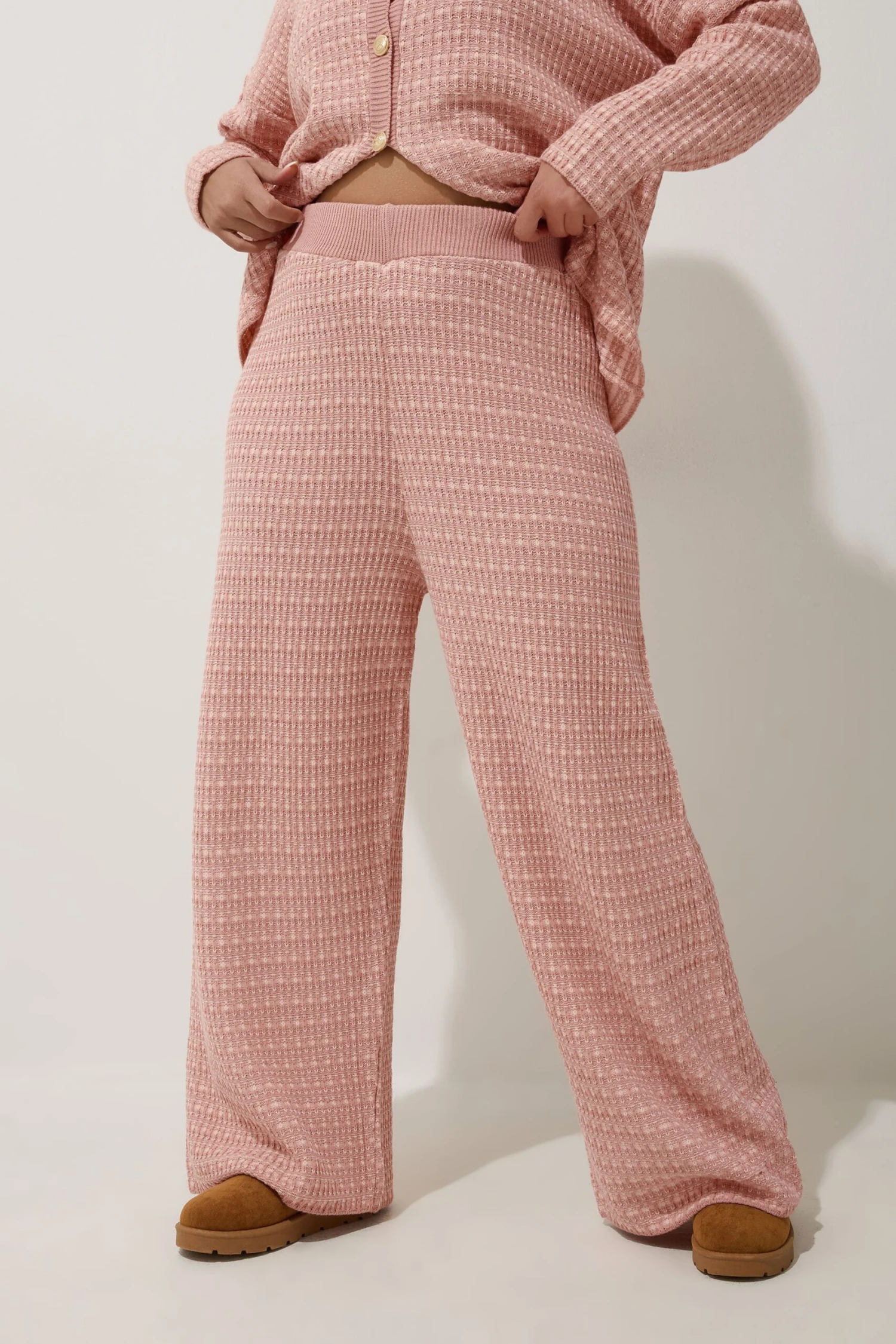 LIMITED COLLECTION - Pantalon Rose Texturé Wide Leg Effet Tweed 4 LIMITED COLLECTION - Pantalon Rose Texturé Wide Leg Effet Tweed – Image 2