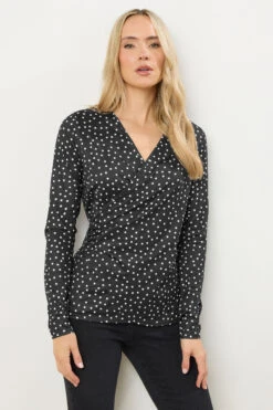 LTS Tall Black Spot Wrap Top