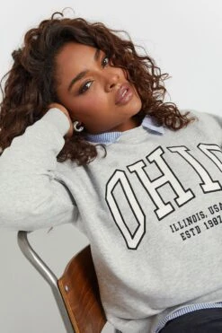 YOURS - Sweatshirt Gris 'Ohio' 2 En 1 Manches Longues -Evans Boutique 4414ec26 9bdc 48 126641 D