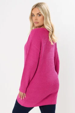 YOURS - Pull En Maille Essentiel Rose Vif -Evans Boutique 4430ff36 5b71 41 280621 C