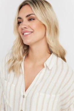 YOURS - Chemisier Crème Rayures En Lin 12 YOURS - Chemisier Crème Rayures En Lin -Evans Boutique 44bcd6b5 9e32 41 330661 D