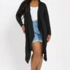 YOURS - Cardigan Maxi Noir Texturé En Cascade -Evans Boutique 44bd6dd2 2751 42 322618 A