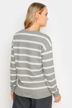LTS Tall Grey Crew Neck Stripe Sweatshirt 9 LTS Tall Grey Crew Neck Stripe Sweatshirt -Evans Boutique 44c4edaa a676 4e 353264 C