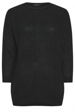 Pull Noir Long Nervuré En Maille -Evans Boutique 44cbf434 33f2 4b 124489 X