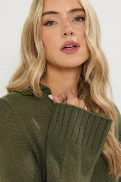 LTS Tall Khaki Green Knitted Collared Jumper 10 LTS Tall Khaki Green Knitted Collared Jumper -Evans Boutique 44f4252a 3b8f 41 356078 D