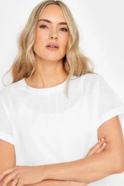 LTS Tall White Short Sleeve Dobby Top 10 LTS Tall White Short Sleeve Dobby Top -Evans Boutique 458ac466 87ab 4e 353387 D