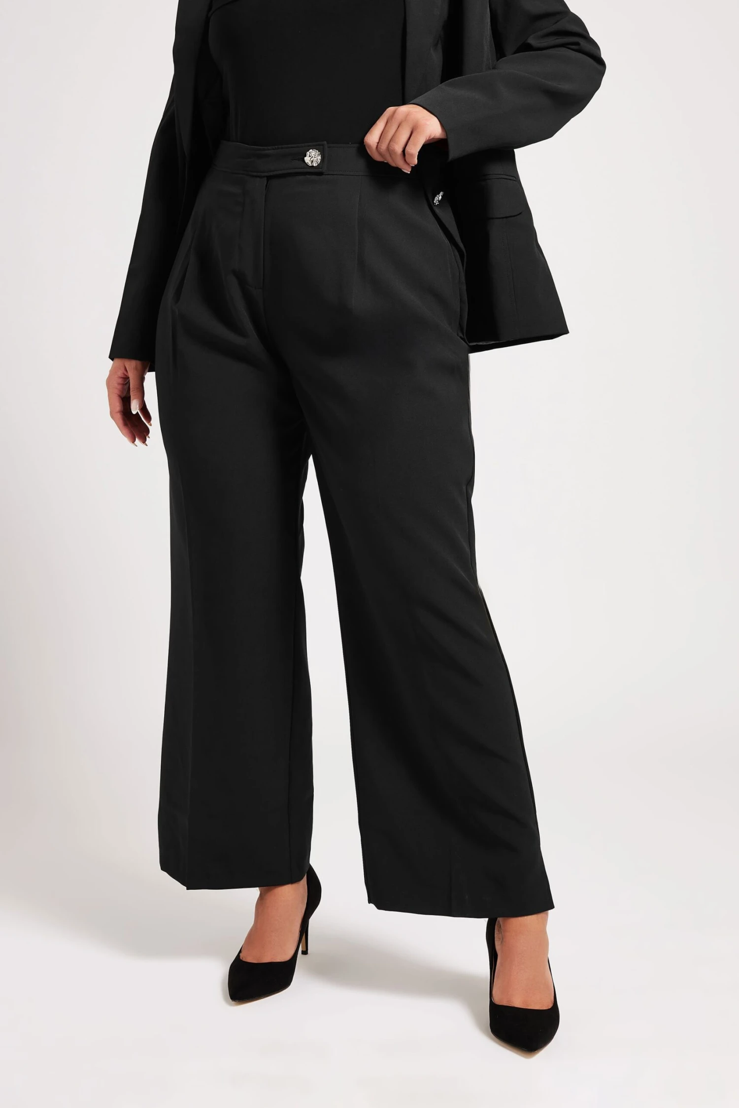 YOURS LONDON - Pantalon à Pince Noir Coupe Wide Leg 4 YOURS LONDON - Pantalon à Pince Noir Coupe Wide Leg – Image 2