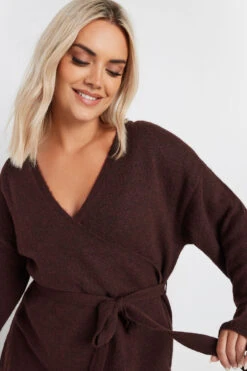 YOURS - Pull Pourpre Mélangé Cache-Coeur En Maille -Evans Boutique 45f37ebe 9898 4f 280281 D