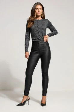 LTS Tall Black Faux Leather Skinny Jeans